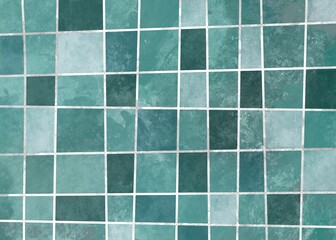 オシャレなモザイクガラス風の緑色の背景イラスト