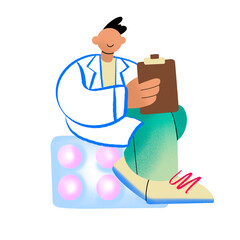 Male doctor with a tablet