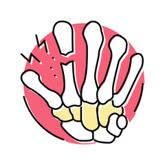 fracture hand bones osteoporosis color icon vector. fracture hand bones osteoporosis sign. isolated symbol illustration