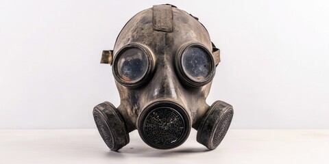 Antique vintage gas mask displayed against a white background, highlighting the unique features of this vintage gas mask, perfect for collectors and enthusiasts of vintage gas mask artifacts.