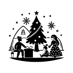 christmas silhouette, christmas vector icon - silhouette vector art of christmas, symbolizing holiday celebrations. christmas silhouette.