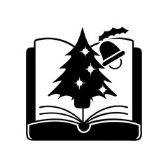 christmas carol book silhouette, christmas vector icon - silhouette vector art of christmas carol book, symbolizing holiday celebrations. christmas silhouette.