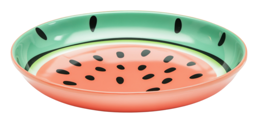Colorful watermelon serving plate for summer, cut out - stock png.
