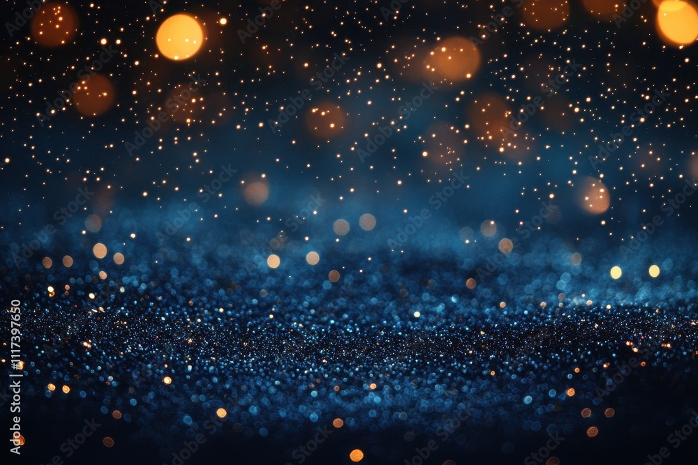 Poster a shimmering background with sparkling particles, creating a festive and magical atmosphere.
