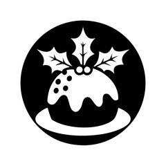 christmas pudding silhouette, christmas vector icon - silhouette vector art of christmas pudding, symbolizing holiday celebrations. christmas silhouette.