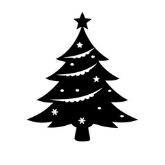 Fototapeta premium christmas tree silhouette, christmas vector icon - silhouette vector art of christmas tree, symbolizing holiday celebrations. christmas silhouette.