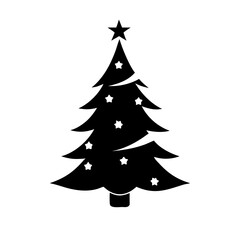 Obraz premium christmas tree silhouette, christmas vector icon - silhouette vector art of christmas tree, symbolizing holiday celebrations. christmas silhouette.