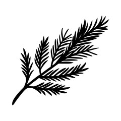 Naklejka premium evergreen branch silhouette, christmas vector icon - silhouette vector art of evergreen branch, symbolizing holiday celebrations. christmas silhouette.