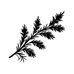 evergreen branch silhouette, christmas vector icon - silhouette vector art of evergreen branch, symbolizing holiday celebrations. christmas silhouette.