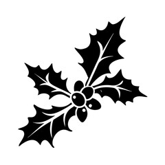 holly branch silhouette, christmas vector icon - silhouette vector art of holly branch, symbolizing holiday celebrations. christmas silhouette.