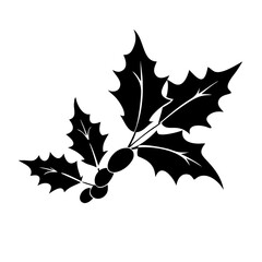 holly branch silhouette, christmas vector icon - silhouette vector art of holly branch, symbolizing holiday celebrations. christmas silhouette.