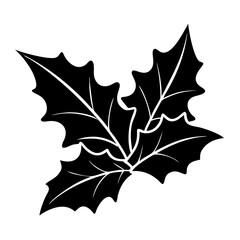 holly leaves silhouette, christmas vector icon - silhouette vector art of holly leaves, symbolizing holiday celebrations. christmas silhouette.