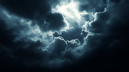 Fototapeta premium Moody Dark Storm Clouds with Dramatic Light in a Stormy Sky : Generative AI