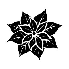 poinsettia flower silhouette, christmas vector icon - silhouette vector art of poinsettia flower, symbolizing holiday celebrations. christmas silhouette.