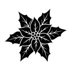 poinsettia flower silhouette, christmas vector icon - silhouette vector art of poinsettia flower, symbolizing holiday celebrations. christmas silhouette.