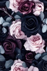 Elegant Dark and Light Pink Floral Composition for Modern Interior Design : Generative AI