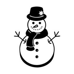 snowman silhouette, christmas vector icon - silhouette vector art of snowman, symbolizing holiday celebrations. christmas silhouette.