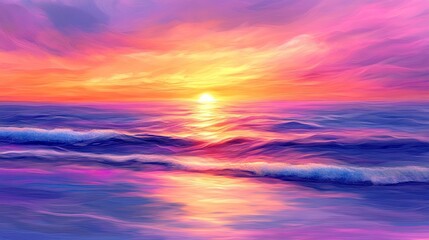 Fototapeta premium Sunset over ocean, calm water wave, Minimal scene, relaxing view, macro shot. beauty view.