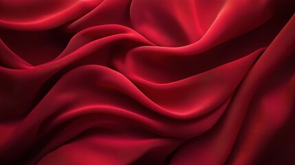 Obraz premium Deep Red Gradient Fabric Elegance with Smooth Flowing Texture