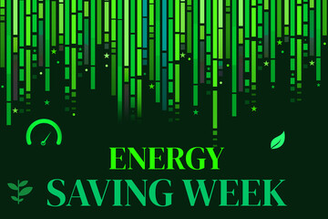 Energy Saving Week in Green color with sustainability concept and typography.