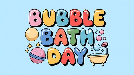 Bubble Bath Day Colorful Fun Illustration