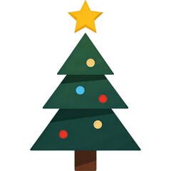 Fototapeta premium Green Christmas tree with a star on top