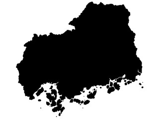 少しゆるい広島県のシルエット 中国地方