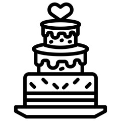 Wedding Cake Vector Line Icon