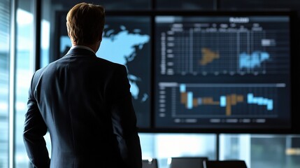 Fototapeta premium Executive Analyzing Data in a Modern Boardroom Setting