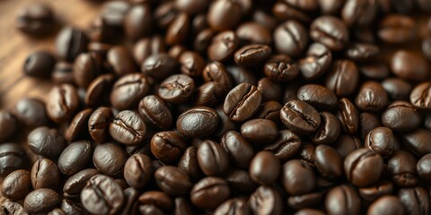 A Close-Up View of Roasted Coffee Beans, Showing Their Rich Brown Color and Smooth, Slightly Shiny Surface
