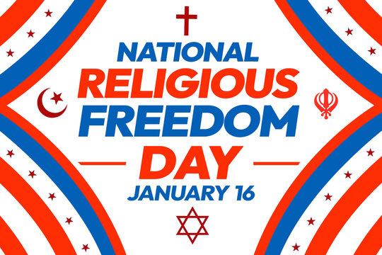 National Religious Freedom Day is celebrated on January 16 every year in the USA, colorful background