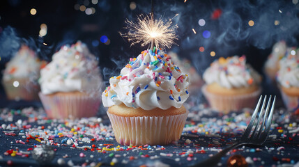 Fireworks Cupcake Party Concept in 4K