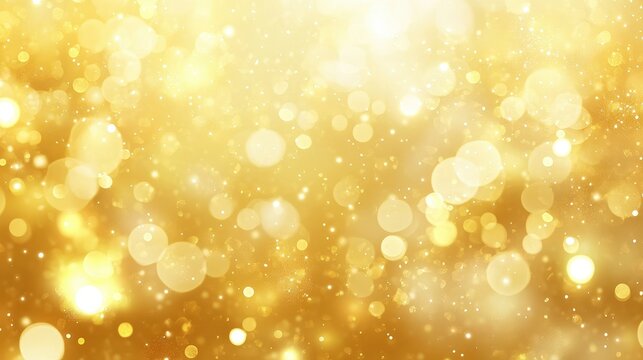 Abstract yellow glitter background with bokeh and light effect for decoration, banner design, yellow bokeh blur circle variety gold white background. Dreamy soft focus wallpaper backdrop.