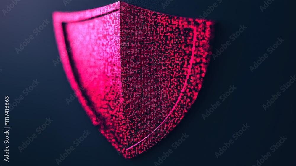Aufkleber vibrant digital shield symbolizing protection and security in modern context. shield pixelated desig