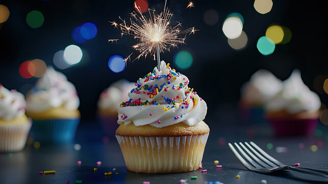 Fireworks Cupcake Party Concept in 4K - Powered by Adobe