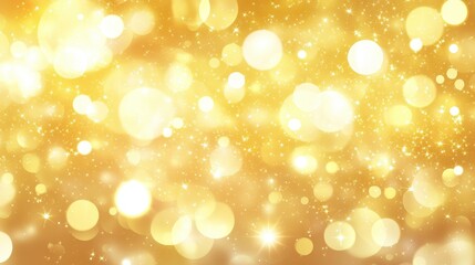 Obraz premium Abstract yellow glitter background with bokeh and light effect for decoration, banner design, yellow bokeh blur circle variety gold white background. Dreamy soft focus wallpaper backdrop.