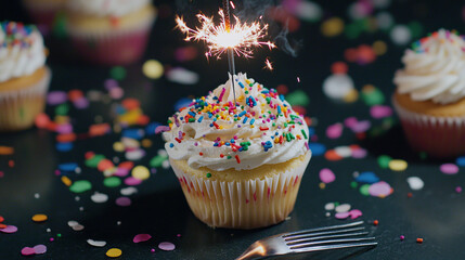 Fireworks Cupcake Party Concept in 4K