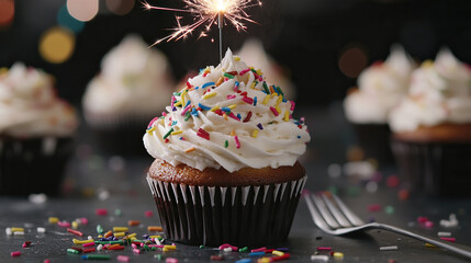 Fireworks Cupcake Party Concept in 4K