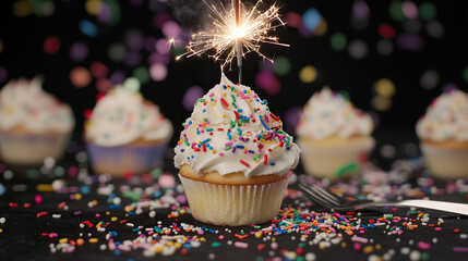 Fireworks Cupcake Party Concept in 4K