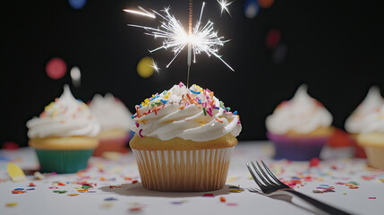 Fireworks Cupcake Party Concept in 4K