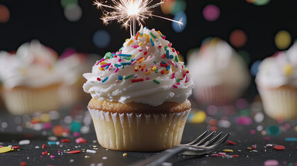 Fireworks Cupcake Party Concept in 4K