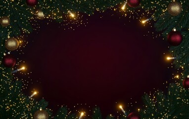 A festive Christmas background featuring a vibrant red circle adorned with shimmering golden ornaments, perfect for holiday-themed designs and celebrations.