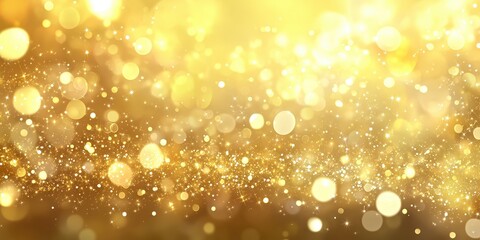 Abstract yellow glitter background with bokeh and light effect for decoration, banner design, yellow bokeh blur circle variety gold white background. Dreamy soft focus wallpaper backdrop.
