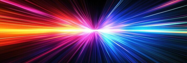 Obraz premium colorful light tunnel background. Neon futuristic flashes on black background. Colorful light exposure in a tunnel. abstract fast moving stripe lines Motion light lines backdrop