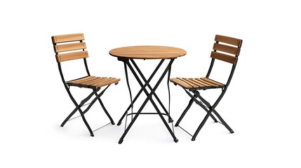 Wooden Folding Table Set with Two Chairs