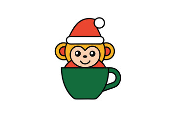 mankey in coffee cup