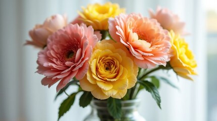 Fototapeta premium Fresh Flowers in a Glass Vase