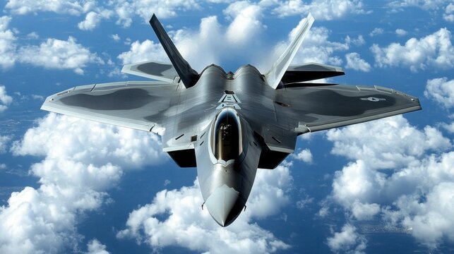 F-22 Raptor Fighter Jet Soaring Through the Clouds