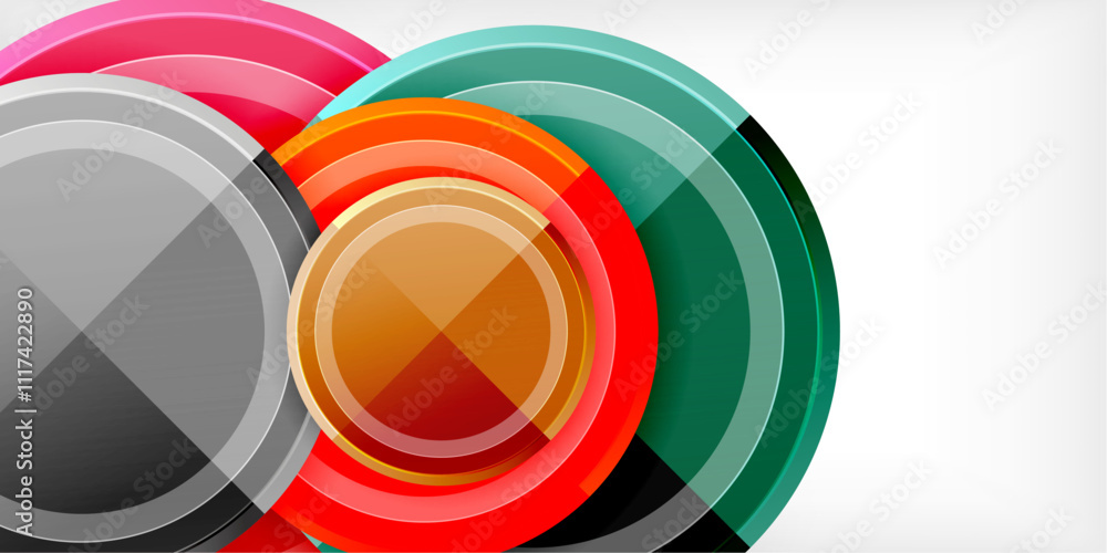 Aufkleber abstract background - multicolored circles, trendy minimal geometric design, vector illustration