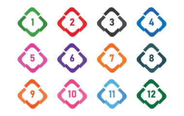 Bullet point numbers icon set collection template design
